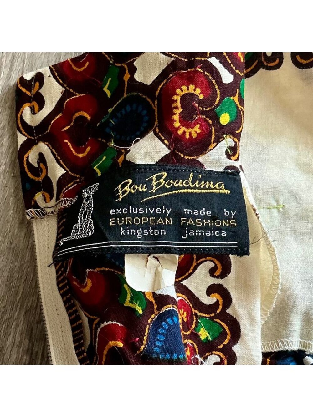 Vintage 70s Bou Boudina Maxi Dress Ornately Sequined Colorful Dashiki Medallion - Picture 14 of 14